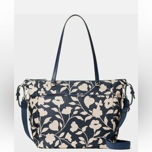 Kate Spade Jae Garden Vine Diaper Bag Baby Navy Floral Tote Nylon